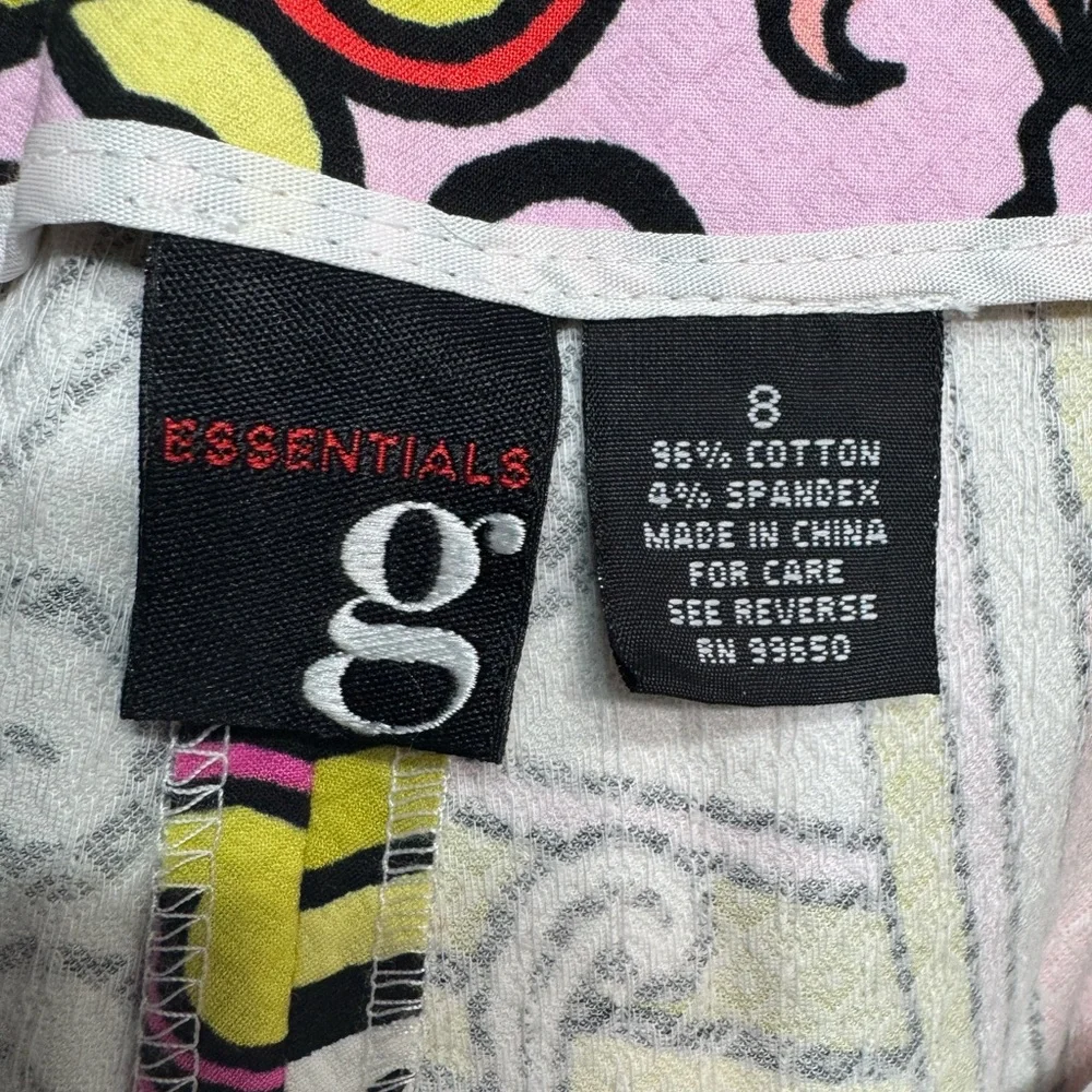 Essentials G Floral Hibiscus Pink Ankle Length Pants Size 8 - Picture 5 of 6